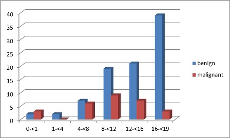 Figure 3. Distribution of tumours by Age Group.